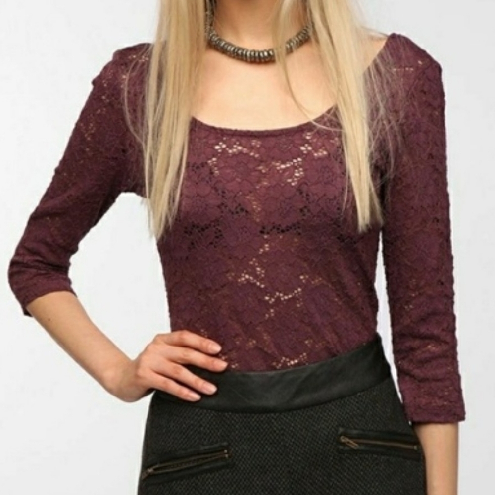 PINS &‎ NEEDLES UO 3/4 Sleeve Scoop Neck Top Size S